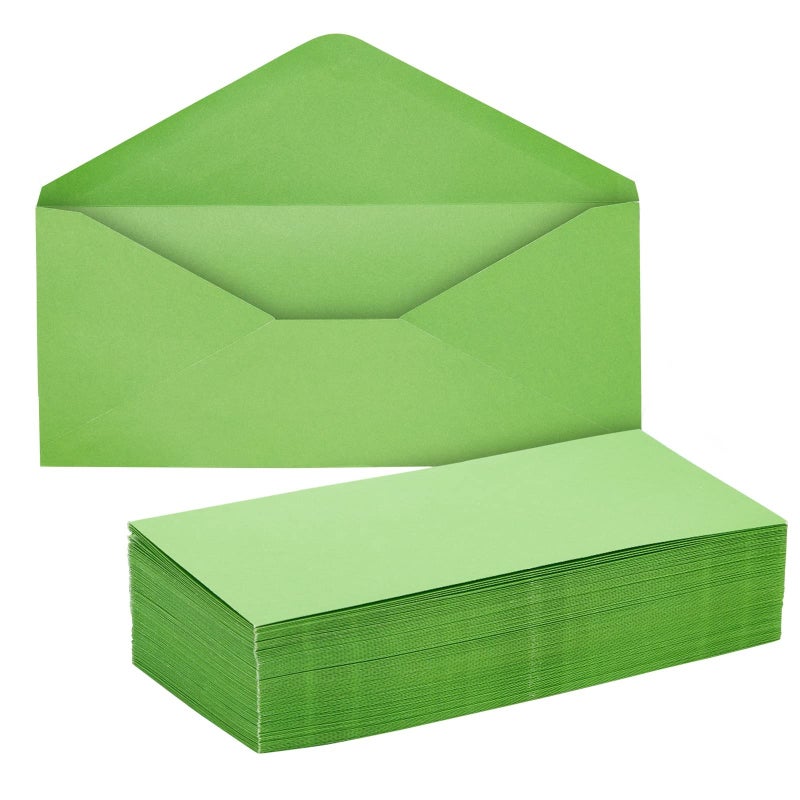 Sustainable Greetings Business Envelopes - 200 Pack, #10, Green, Gummed Seal - Colored Envelopes in Letter Size for Invitations, Weddings, Greeting Cards & Business Mailing - Image 1
